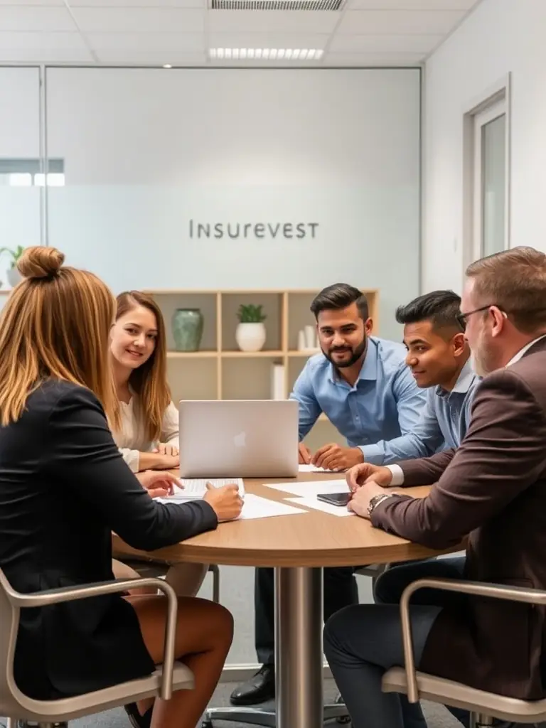 A diverse group of people discussing insurance options with a financial advisor, highlighting the importance of comprehensive coverage.